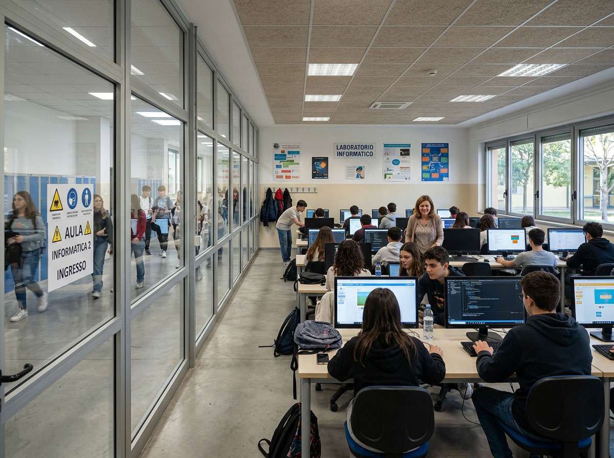Laboratorio informatico con parete divisoria